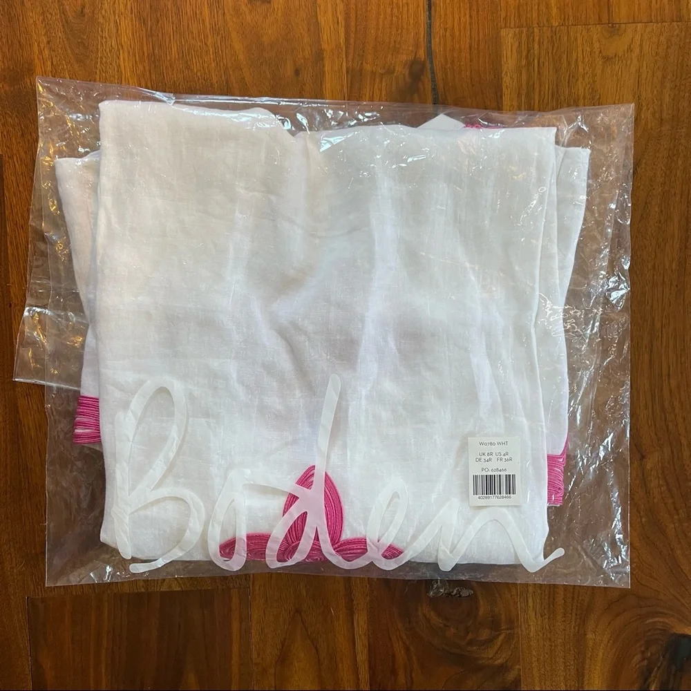 Boden Bella Embroidered Linen Dress Size US 4 Regular in White/Pink - Picture 9 of 9